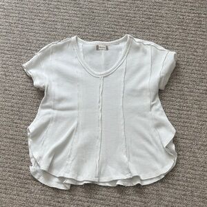 Altar'd State White Textured Short Sleeve Top